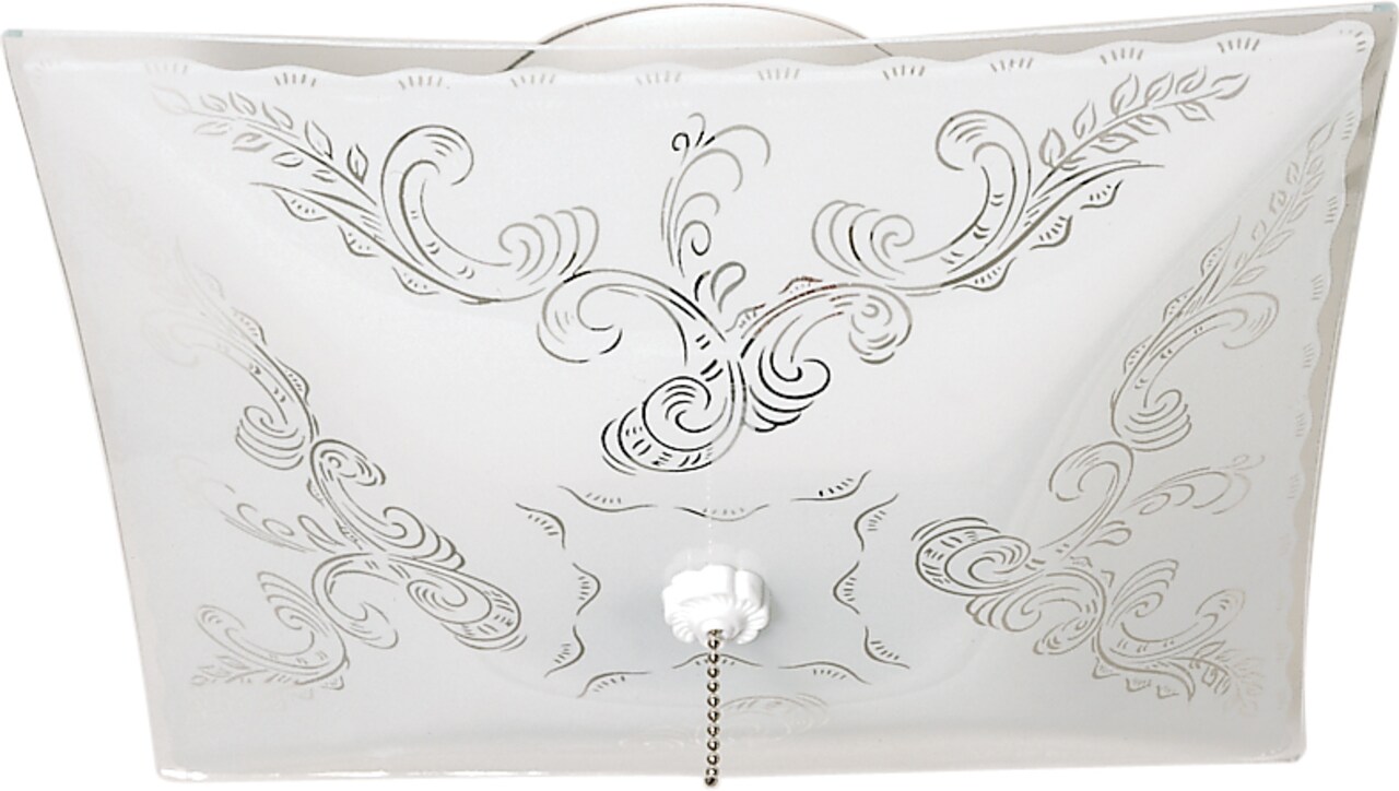 Nuvo 2-Light 12" Square Floral Ceiling Fixture w/ Pull Chain in White Finish